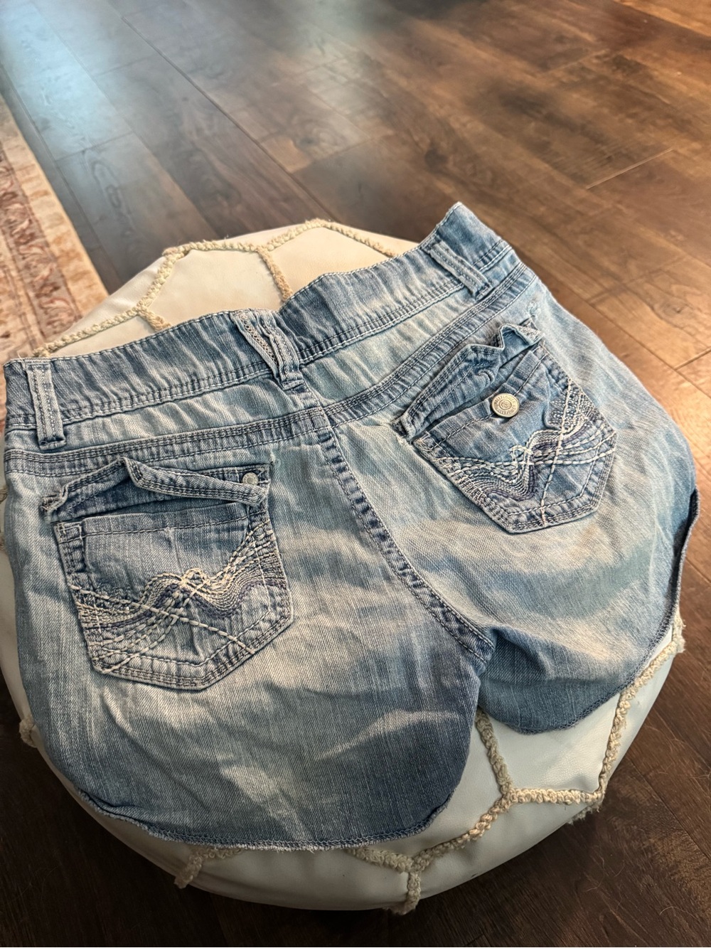 Light Blue Distressed Denim Women’s Shorts - Picture 2 of 7